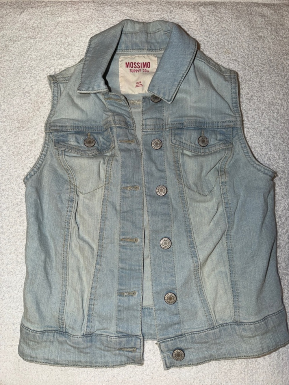 Mossimo Supply Co. Light Wash Classic Denim Jacket Vest Streetwear Layer Boho